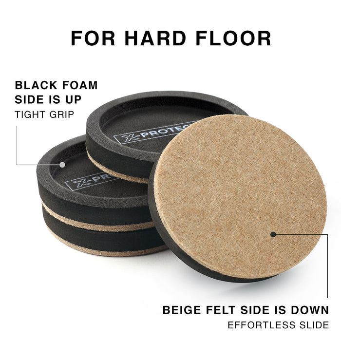 X-PROTECTOR Felt Furniture Sliders for Hardwood Floors 8 pcs 4.75” - Heavy-Duty Furniture Movers for Hard Surfaces - Furniture Slider with Unique Design - Felt Sliders - Move Your Furniture Easily!