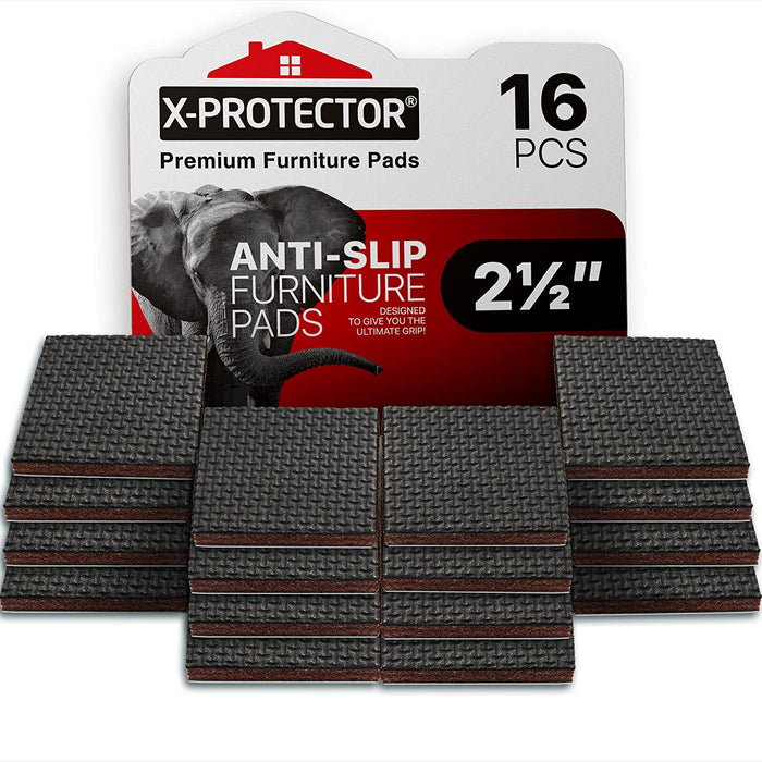 X-PROTECTOR の滑り止め家具パッド 16 個 2 1/2 インチ – 理想的な家具グリッパー – 家具を所定の位置に保ちます。