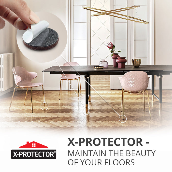 X-Protector 24 高耐久フェルト家具パッド 1.5 インチ - 1/4 インチの厚さの丸いフェルトパッド、重い家具の脚用 - 家具の傷を防ぐ最高のフェルト床プロテクター。硬い床を守りましょう！ 