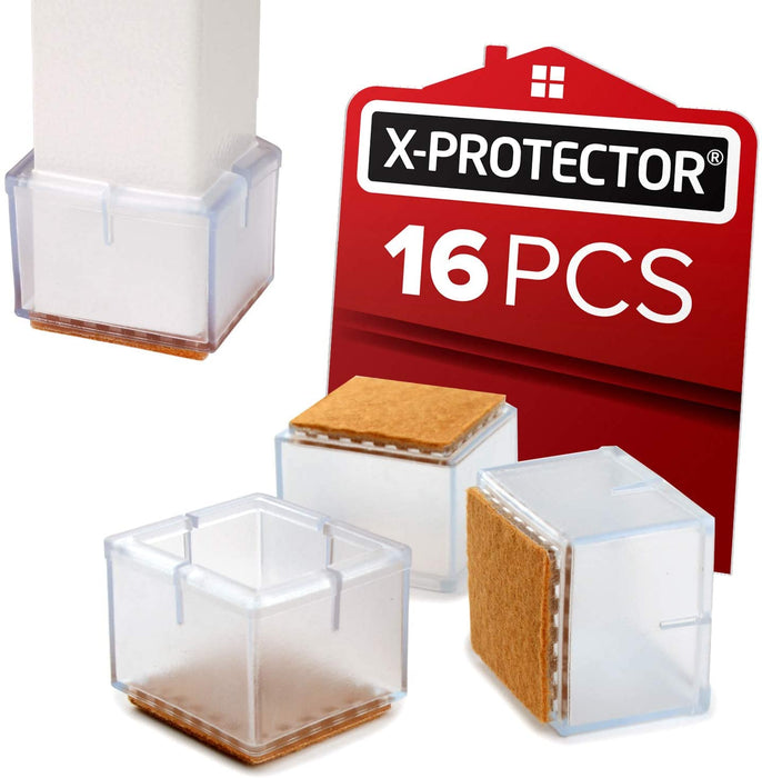 Chair Leg Caps by X-PROTECTOR 16pcs - Silicone Floor Protectors for chairs 1 ¾”- Premium Chair Protectors for Hardwood Floors – Protect and GLIDE SMOOTHLY on the Floor - X-Protector