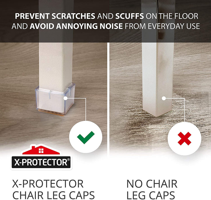 Chair Leg Caps by X-PROTECTOR 16pcs - Silicone Floor Protectors for chairs 1 ¾”- Premium Chair Protectors for Hardwood Floors – Protect and GLIDE SMOOTHLY on the Floor - X-Protector